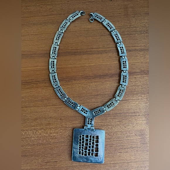 Rare Robert Larin Necklace Brutalist Modernist Art Canadian Textured Pewter 60's - Picture 7 of 11